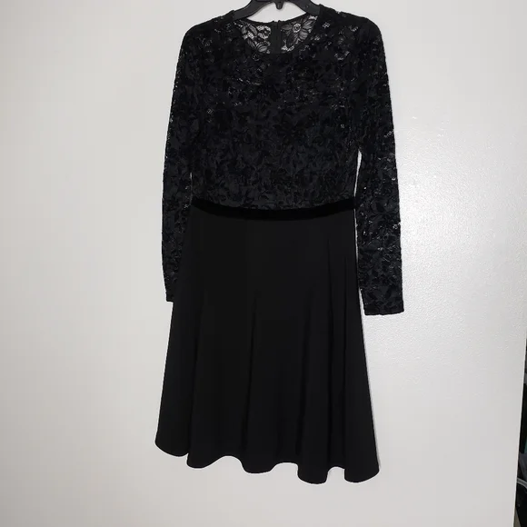 NEW Ralph Lauren Lace Bodice Dress Fit & Flare Long Sleeve Elegant Designer Chic - Picture 5 of 15